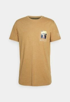 Redefined Rebel HARPER TEE - Print T-shirt - Bone Brown Melange