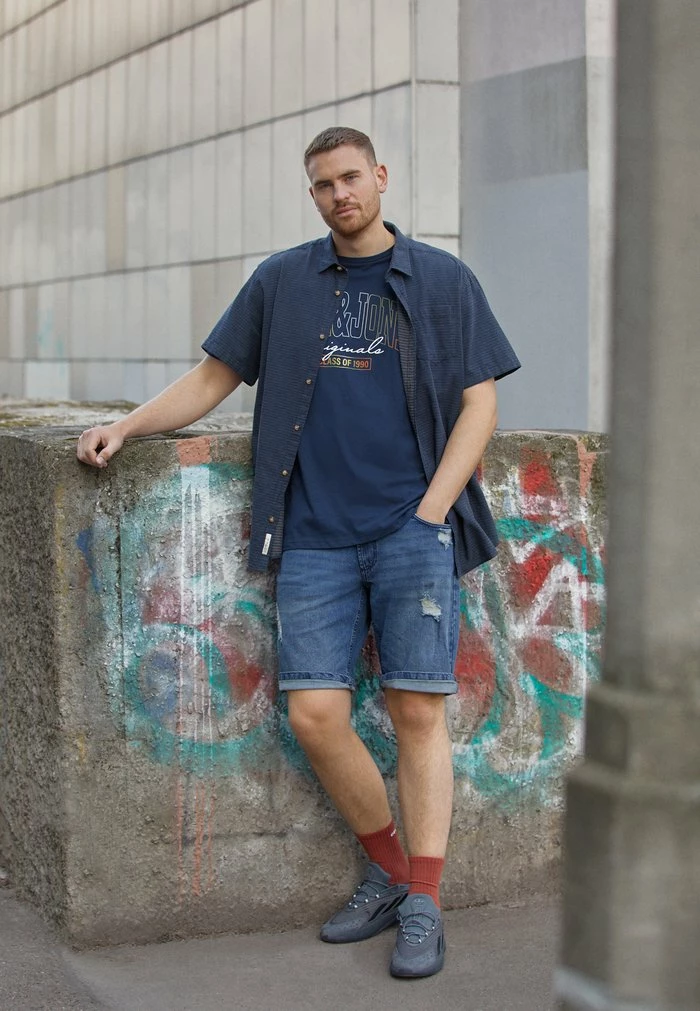 OSLO DESTROY PLUS - Denim shorts - dark blue