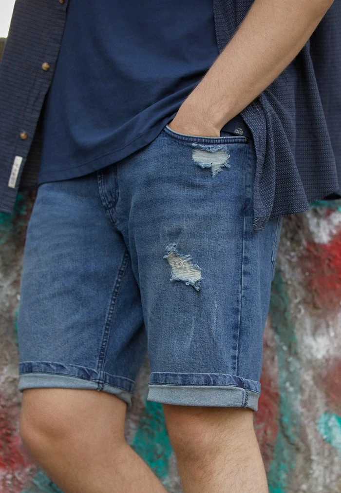 OSLO DESTROY PLUS - Denim shorts - dark blue