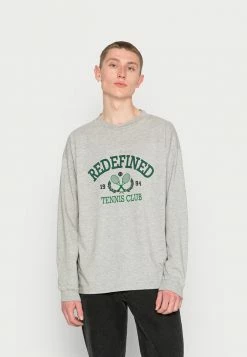 Redefined Rebel DAVIAN TEE UNISEX - Long Sleeved Top - Light Grey Melange