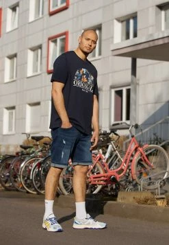 Redefined Rebel OSLO DESTROY PLUS - Denim Shorts - Ocean Blue